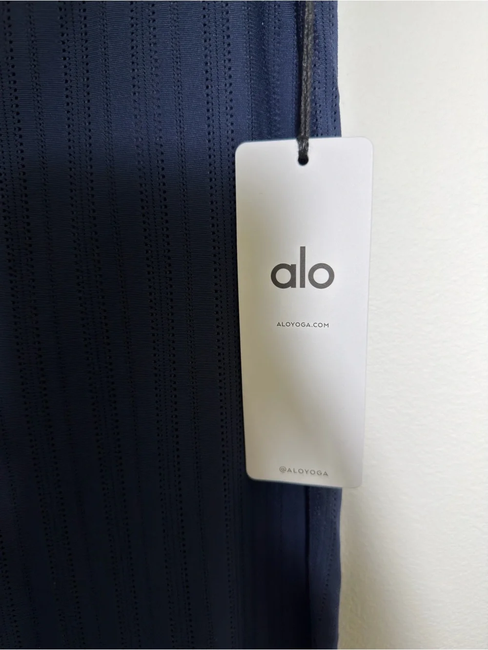 ALO Yoga Navy High Waist Euphoria Pointelle Semi Sheer Leggings Size Large NWT